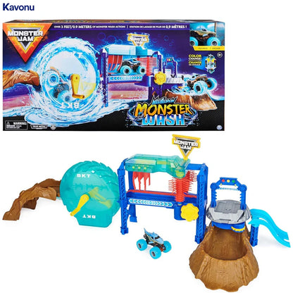 Spalvą keičianti žaislinių mašinų plovykla vaikams