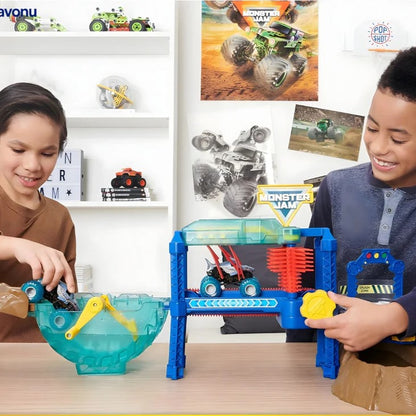 Spalvą keičianti žaislinių mašinų plovykla vaikams