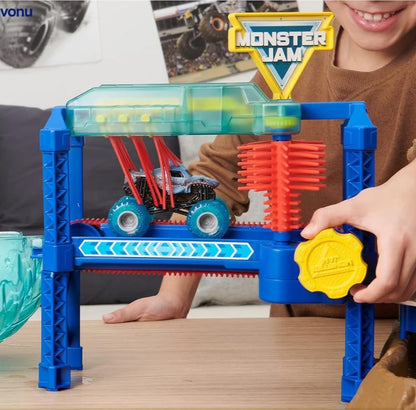 Spalvą keičianti žaislinių mašinų plovykla vaikams