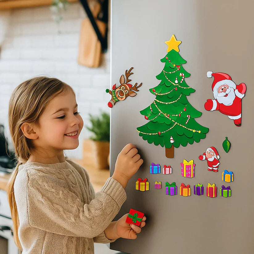 Kalėdinis Montessori magnetinių lipdukų rinkinys kūrybiškam dekoravimui 🎄